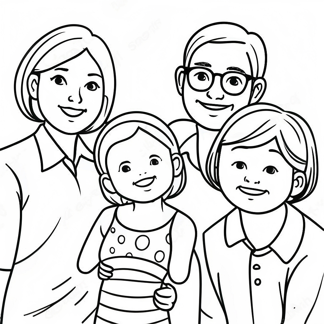 Família de 5 Páginas para Colorir