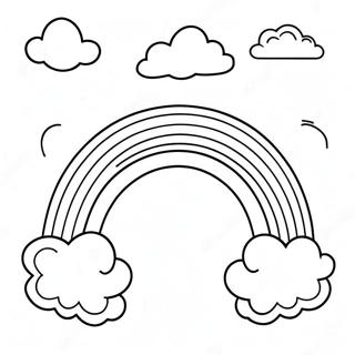 Página para Colorir do Arco-Íris Colorido com Nuvens