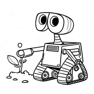 Página para colorir do Wall E fofo com Eve | Página para colorir de Wall E