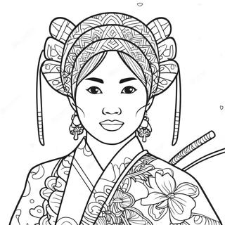 Página para Colorir do Mês do Patrimônio AAPI | Página para colorir de AAPI