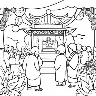 Página para Colorir de Cena Colorida do Festival AAPI | Página para colorir de AAPI