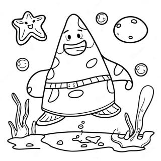 Página para Colorir do Engraçado Patrick Estrela Subaquático | Página para colorir de Patrick