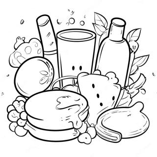 Página para Colorir de Comida e Bebida | Página para colorir de Comida e Bebida