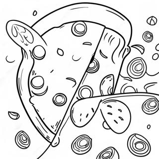 Página para Colorir de Pizza Deliciosa | Página para colorir de Comida e Bebida
