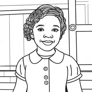 Página para Colorir Inspiradora de Ruby Bridges | Página para colorir de Ruby Bridges
