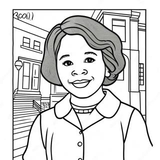 Página para Colorir Momento Histórico de Ruby Bridges | Página para colorir de Ruby Bridges