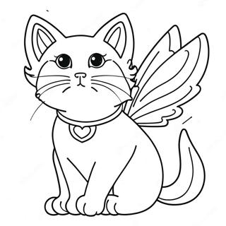 Gato com Asas Páginas para Colorir
