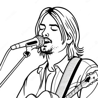 Página para Colorir do Kurt Cobain Cantando | Página para colorir de Nirvana