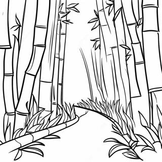 Página para Colorir da Floresta de Bambu | Página para colorir de Bambu