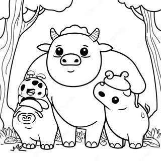 Página para colorir do Appa com Amigos | Página para colorir de Appa