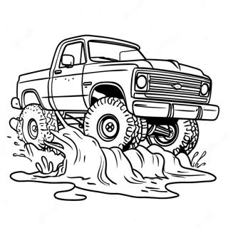 Página para Colorir de Caminhão Off Road Espirrando Lama | Página para colorir de Off Road