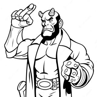 Página para colorir do Hellboy com a Mão Direita da Ruína | Página para colorir de Hellboy