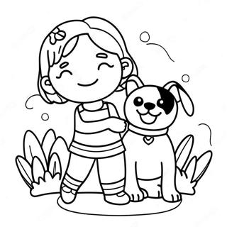 Menina com Cão Páginas para Colorir