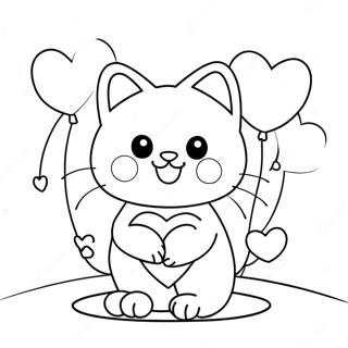 Gato de Dia dos Namorados Páginas para Colorir
