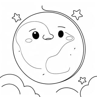 Página para Colorir da Lua Brilhante e Estrelas Cintilantes | Página para colorir de Lua e Estrelas
