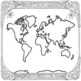 Página para Colorir do Mapa do Mundo | Página para colorir de Mapa