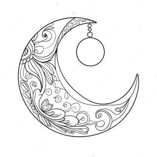 Página para Colorir Lua Crescente Sonhadora | Página para colorir de Lua Boho