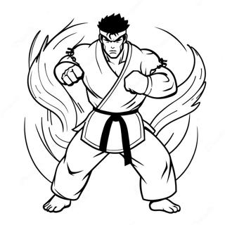 Ryu em Posição de Batalha Intensa para Colorir | Página para colorir de Ryu