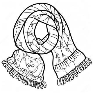 Página para Colorir de Cachecóis Quentes de Inverno | Página para colorir de Cachecol