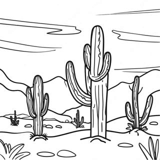 Página para Colorir de Paisagem do Deserto do Sudoeste | Página para colorir de Sudoeste