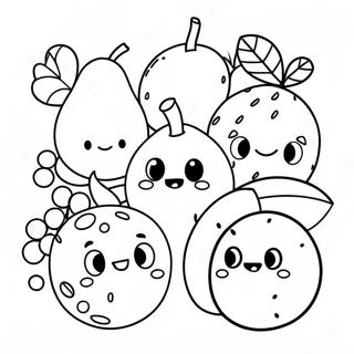 Página para Colorir de Frutas em Desenho Animado | Página para colorir de Comida Simples