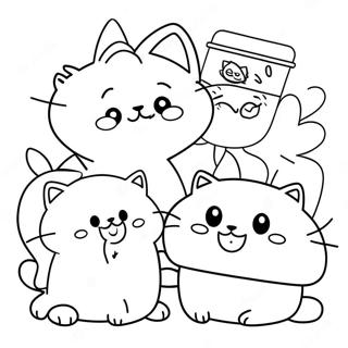 Página para Colorir Chococat Fofo com Amigos | Página para colorir de Chococat