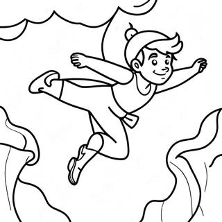 Página para Colorir do Peter Pan Voando Sobre a Terra do Nunca | Página para colorir de Peter