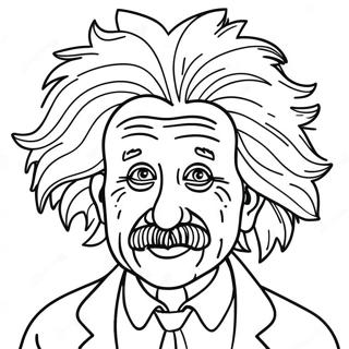 Página para colorir do engraçado Albert Einstein com cabelo maluco | Página para colorir de Albert Einstein