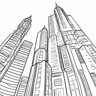 Página para Colorir de Arranha-Céus Coloridos | Página para colorir de Edifícios